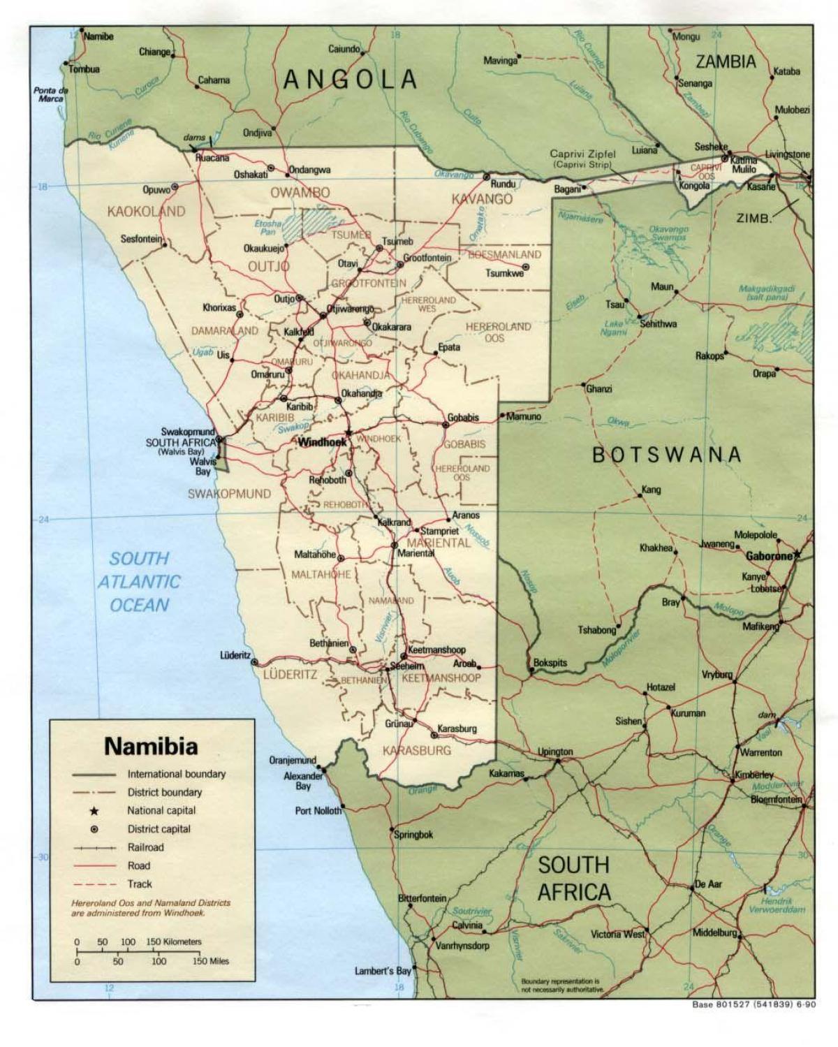 Mapa Namíbia cestovanie