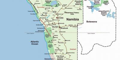 Kostra pobrežie Namíbie mapu